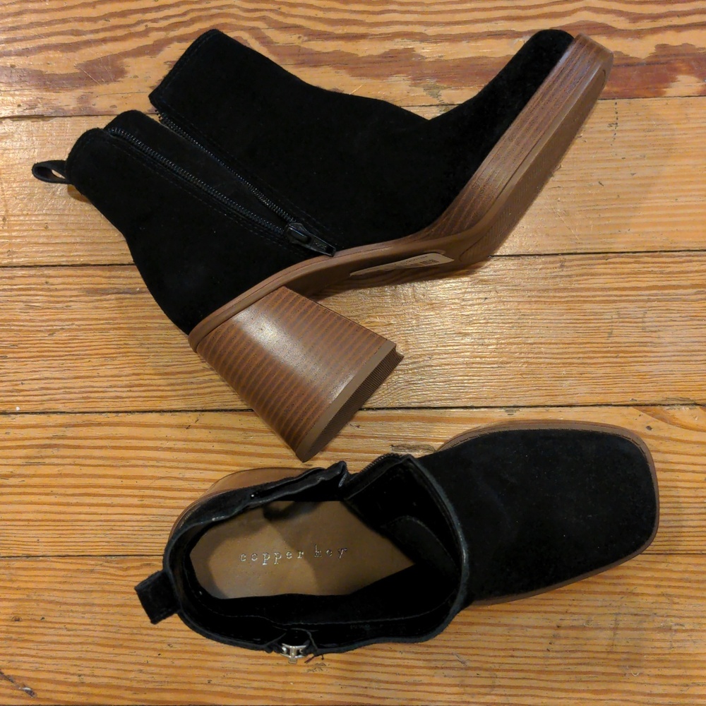 Black suede booties